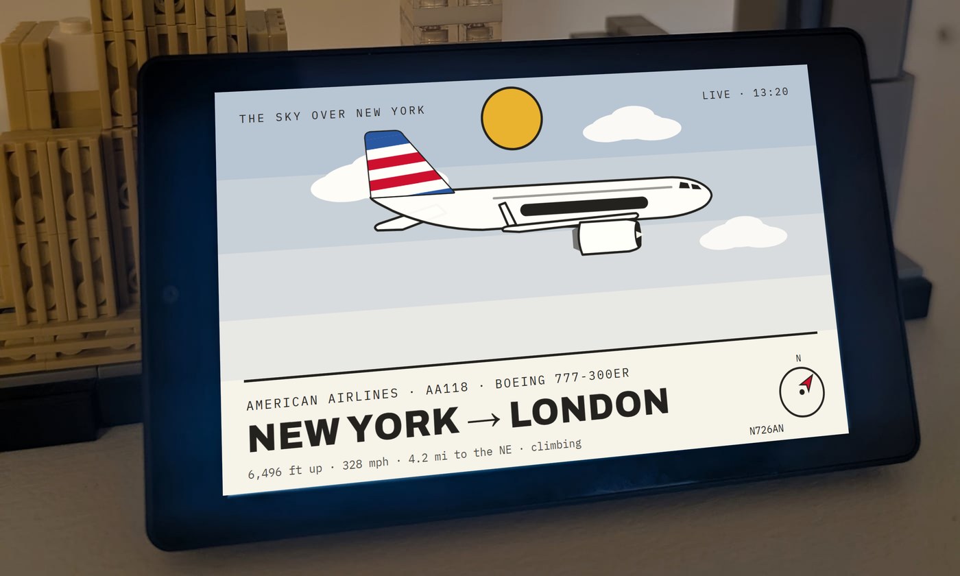 Avioframe Live showing a flight overhead